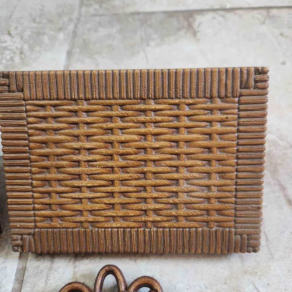 Vintage Homco Rattan Style Mirrors & Shelves
